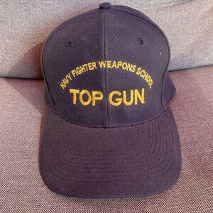 Vintage 90s Top Gun Navy Fighter Weapons School Hat Global Military Sales Adjust